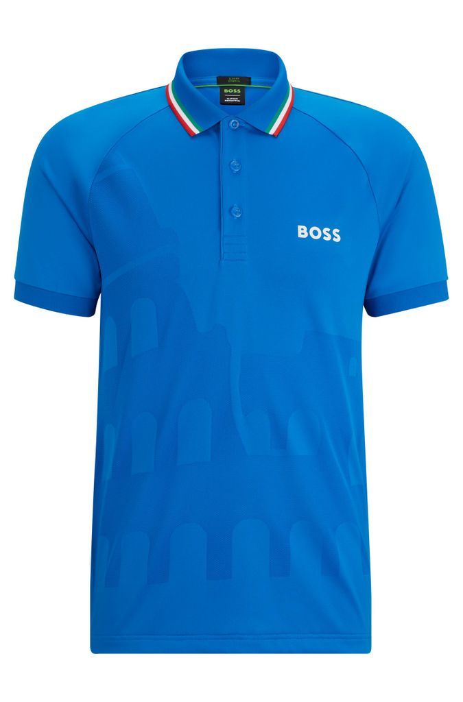 Slim-fit polo shirt in engineered jacquard jersey