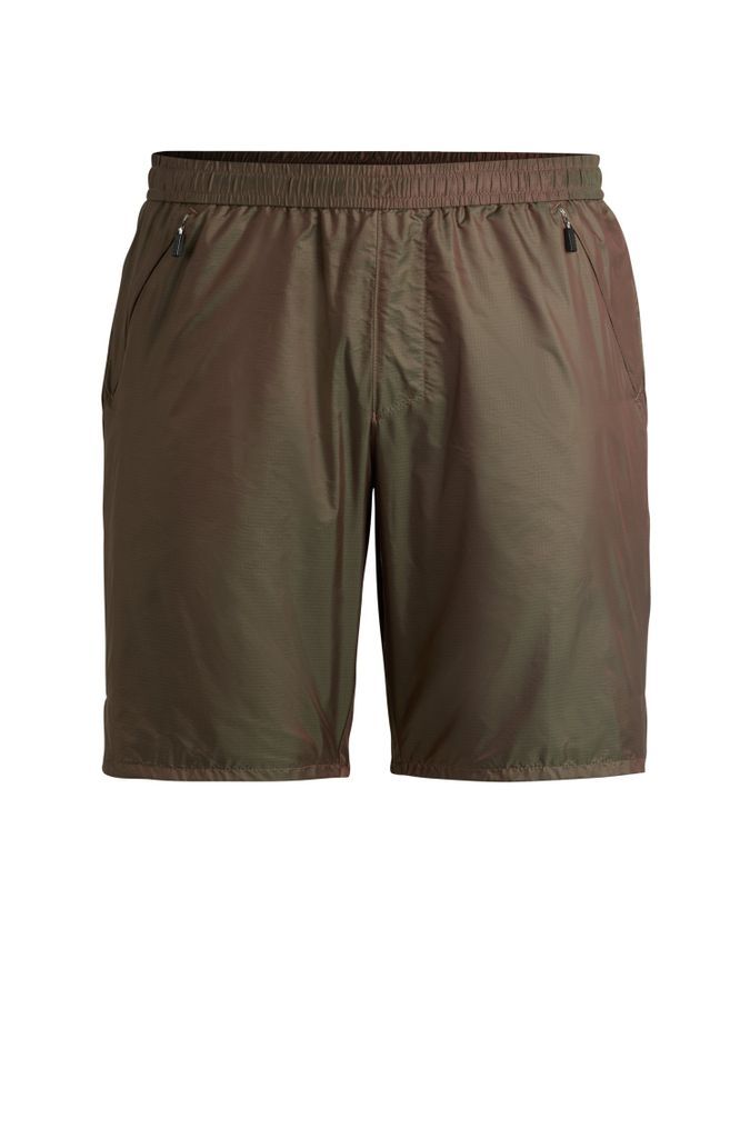 Slim-fit shorts in iridescent ripstop with inner shorts
