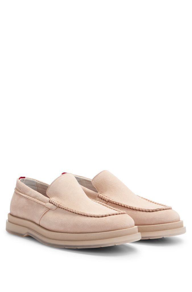 Suede loafers with translucent rubber sole