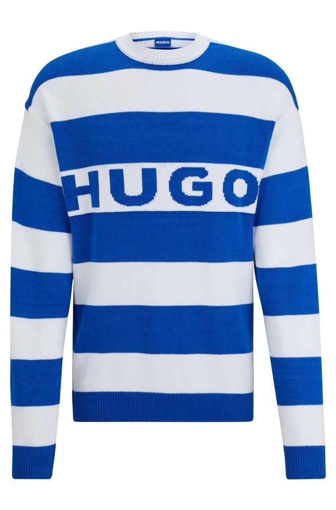 Block-stripe relaxed-fit sweater with logo lettering