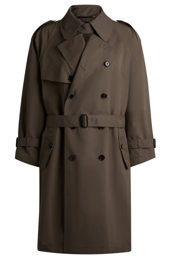 Double-breasted trench coat in an Italian cotton blend