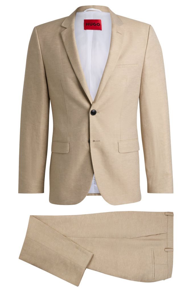 Extra-slim-fit suit in linen-blend chambray