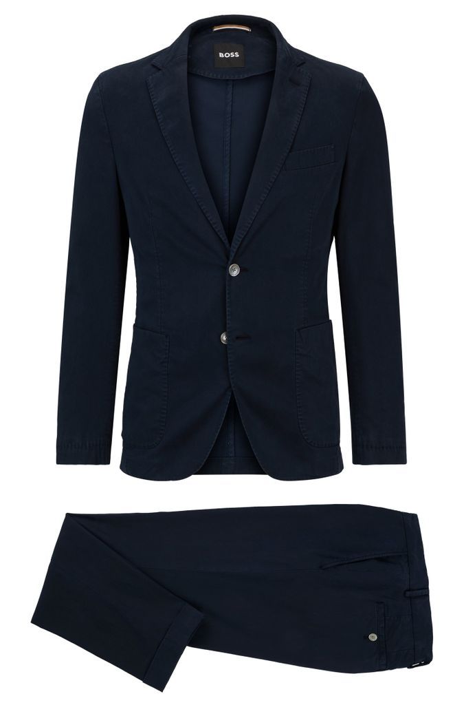 Slim-fit suit in stretch fabric with cotton