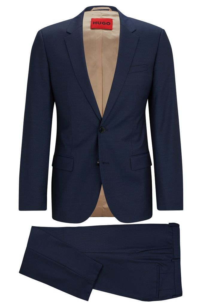 Slim-fit suit in patterned virgin-wool canvas