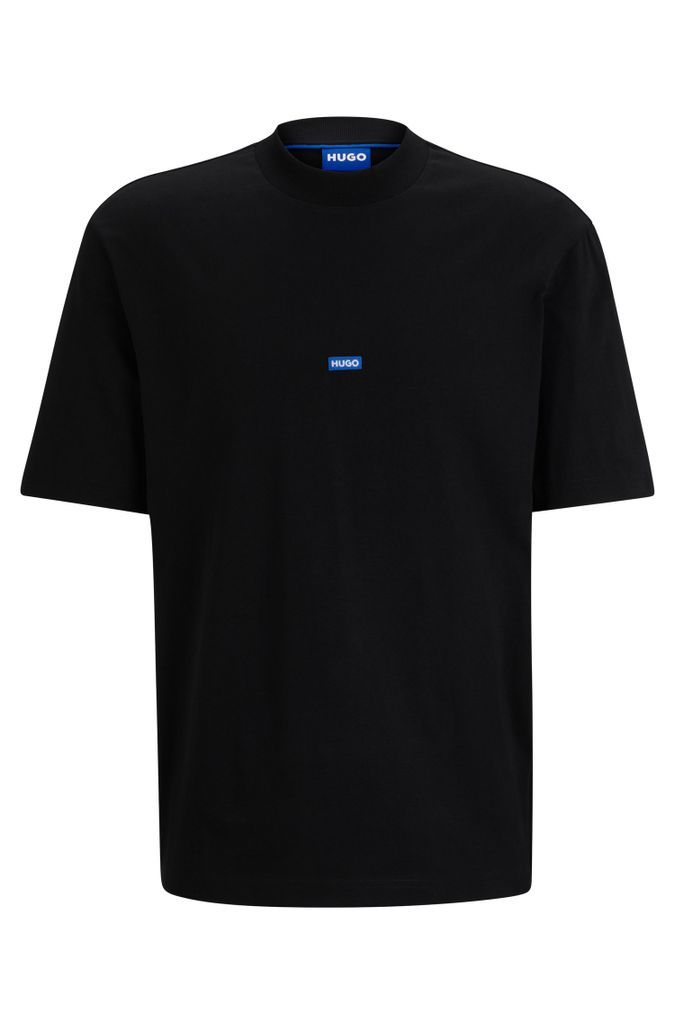 Cotton-jersey T-shirt with blue logo patch