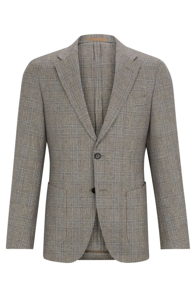Slim-fit jacket in checked silk and virgin wool