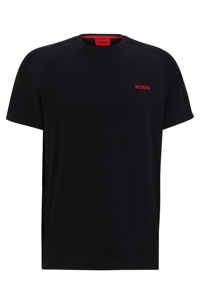 Stretch-cotton T-shirt with logo tape sleeves
