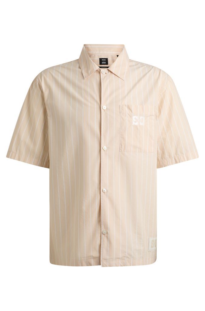 x Shohei Ohtani relaxed-fit striped cotton-poplin shirt
