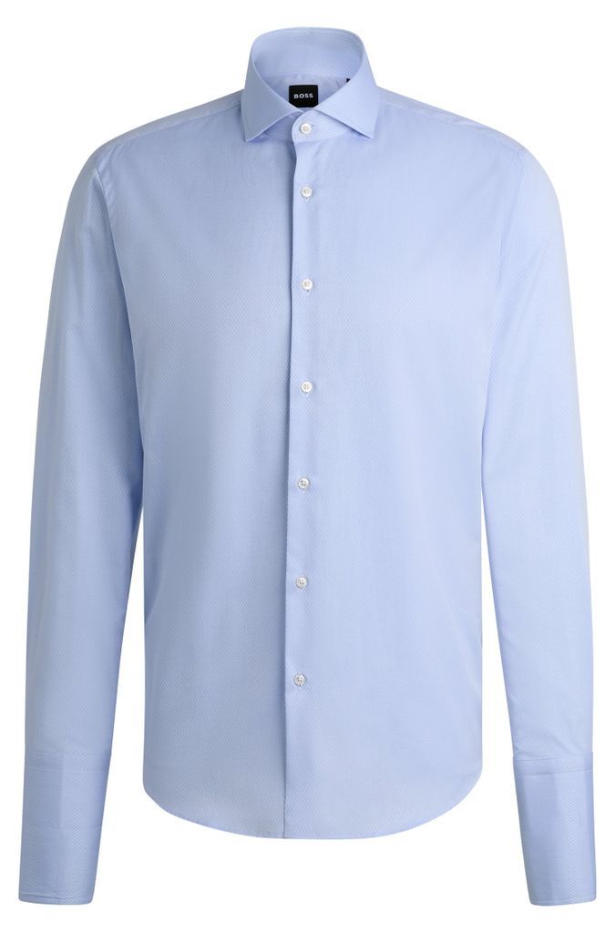 Regular-fit shirt in structured cotton with double cuffs