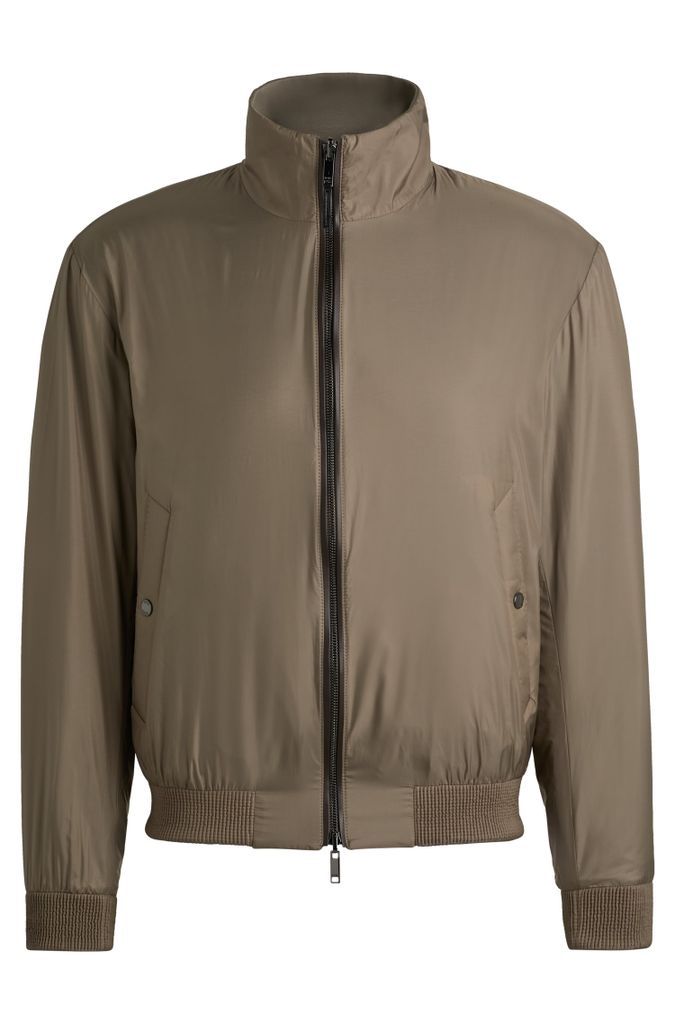 Reversible blouson jacket with water-repellent finish