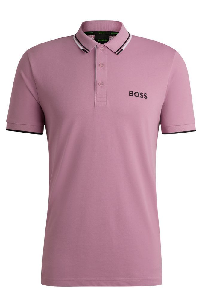 Cotton-blend polo shirt with contrast logos