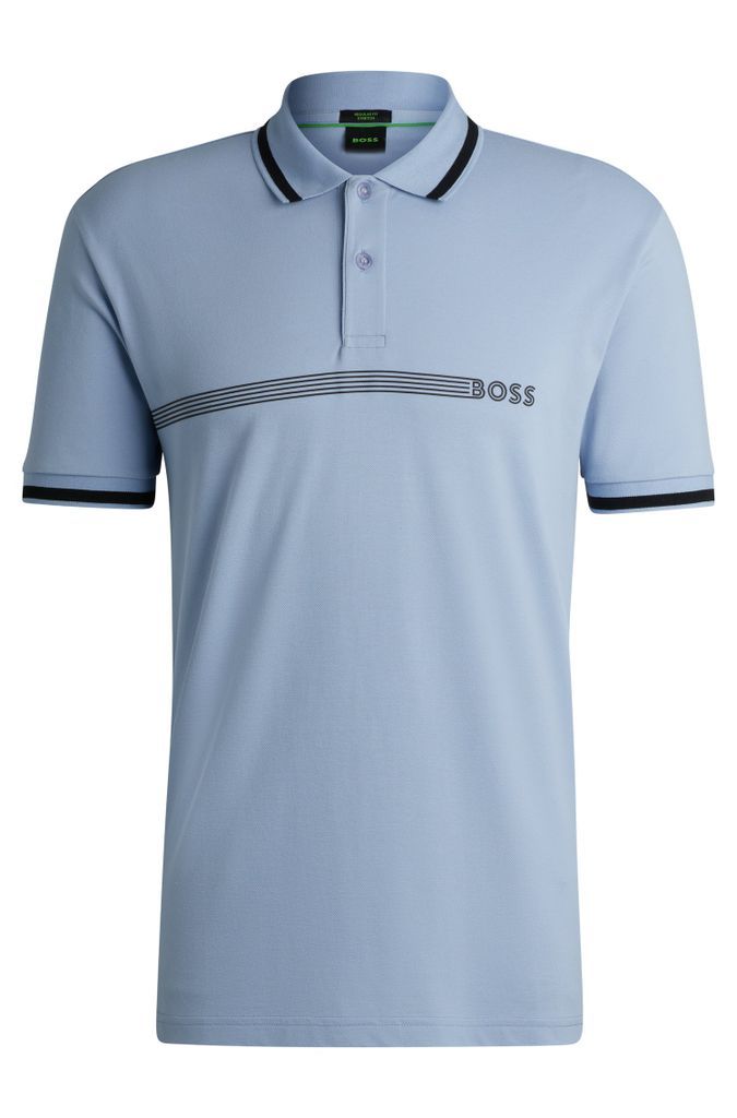 Cotton-blend polo shirt with stripes and logo