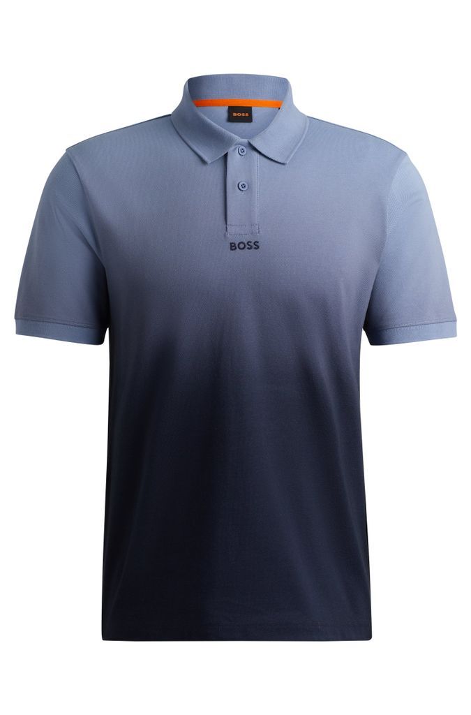 Cotton-piqué polo shirt with dip-dye finish