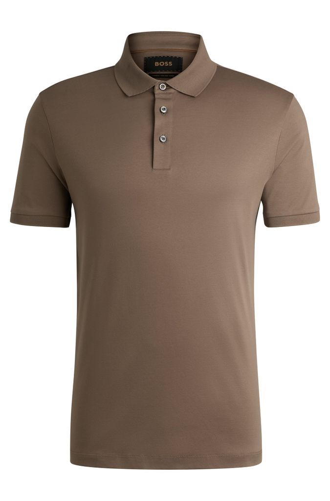 Regular-fit polo shirt in mercerised Italian cotton
