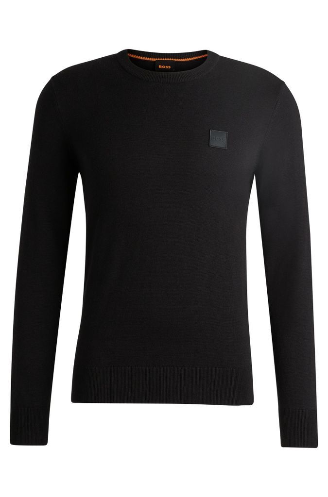 Crew-neck sweater in cotton and cashmere with logo