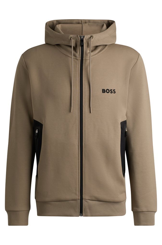 Cotton-blend zip-up hoodie with 3D-moulded logo