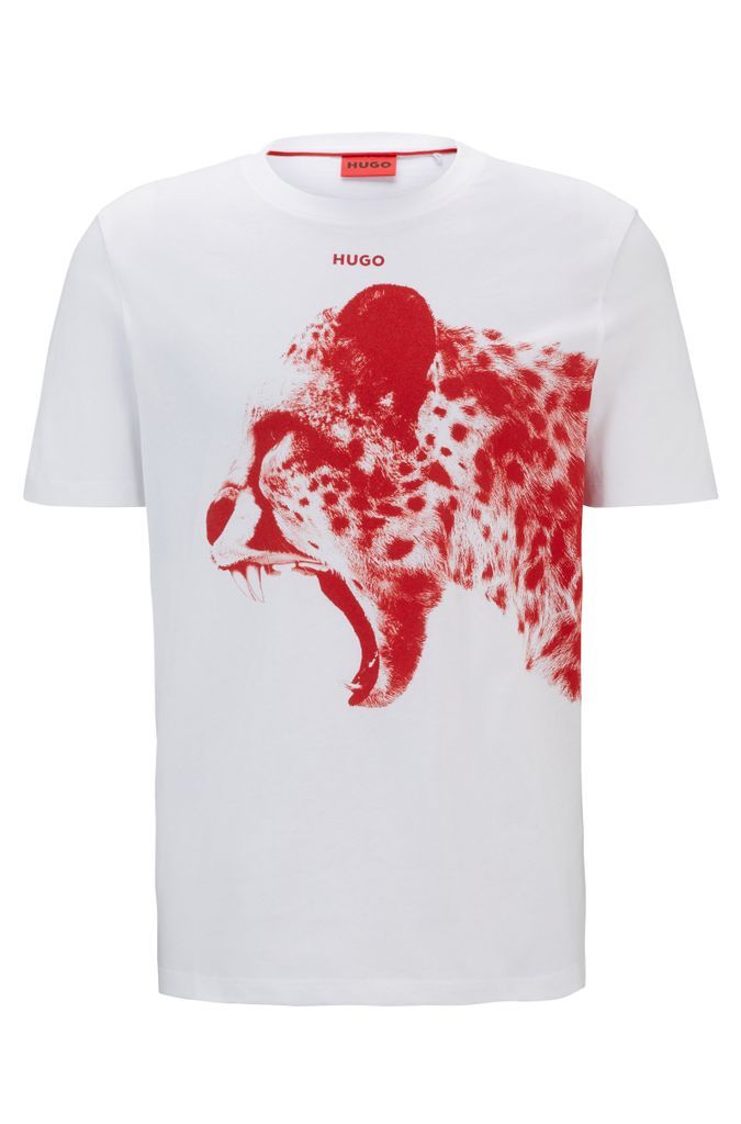 Cotton-jersey regular-fit T-shirt with animal graphic