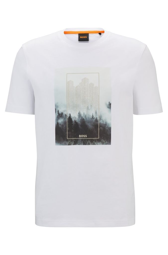 Cotton-jersey T-shirt with seasonal graphic print