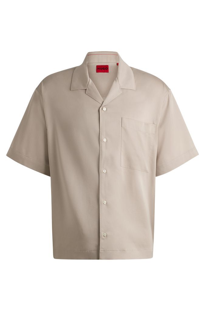 Oversized-fit short-sleeved shirt in fluent canvas