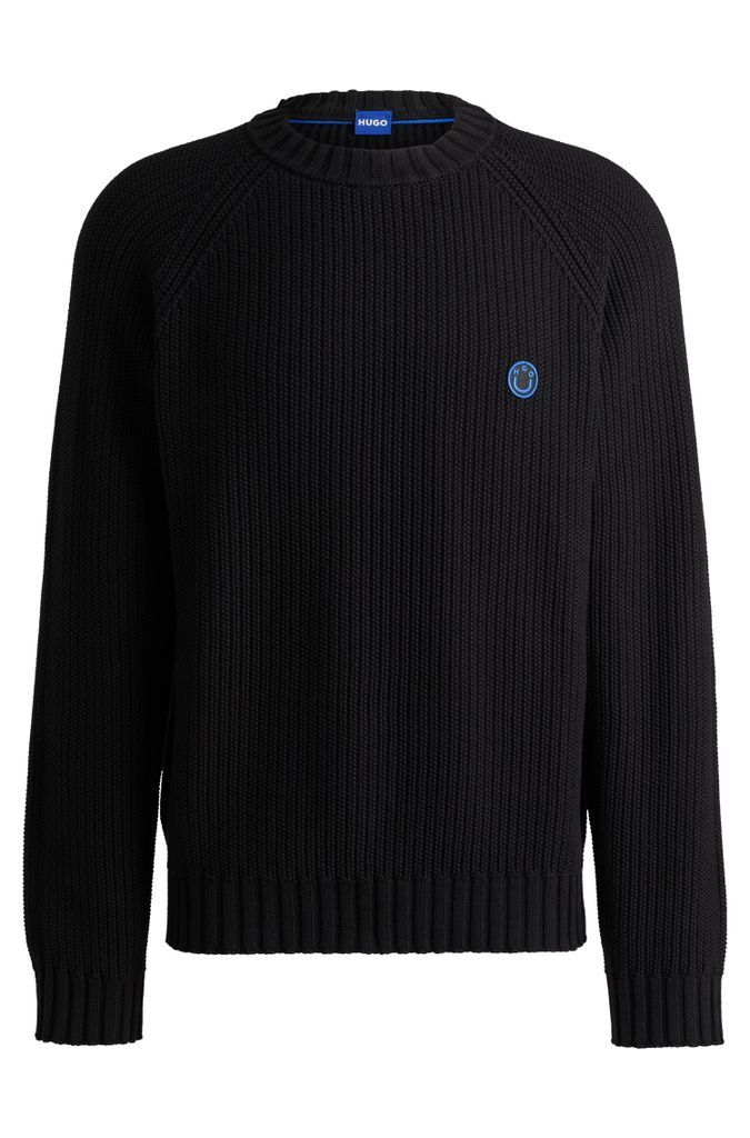 Ribbed-cotton sweater with logo badge