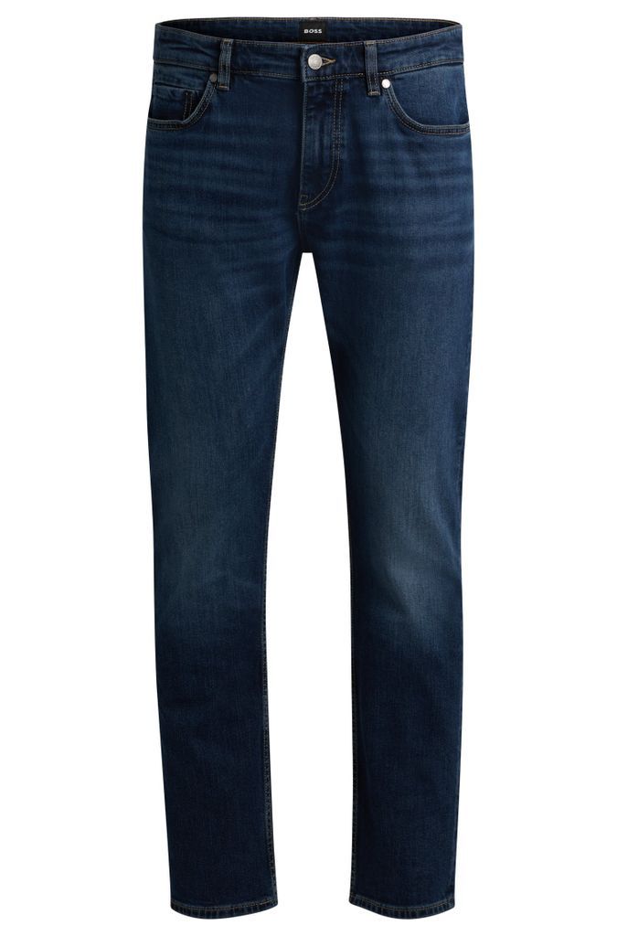 Slim-fit jeans in dark-blue comfort-stretch denim