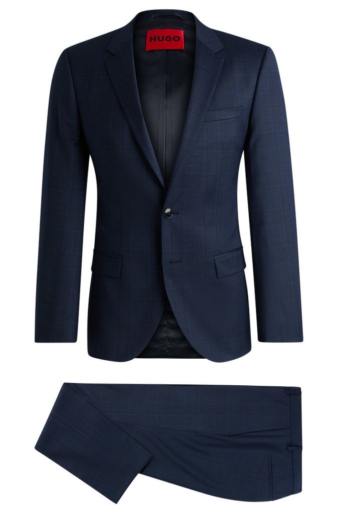 Slim-fit suit in checked stretch virgin wool
