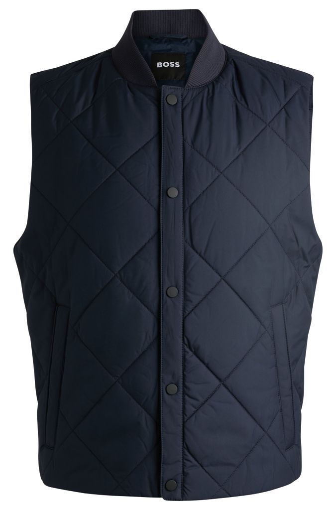 Water-repellent regular-fit gilet with diamond quilting