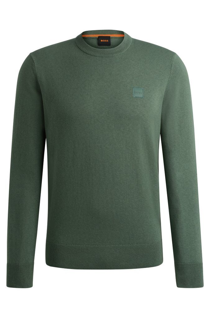 Crew-neck sweater in cotton and cashmere with logo