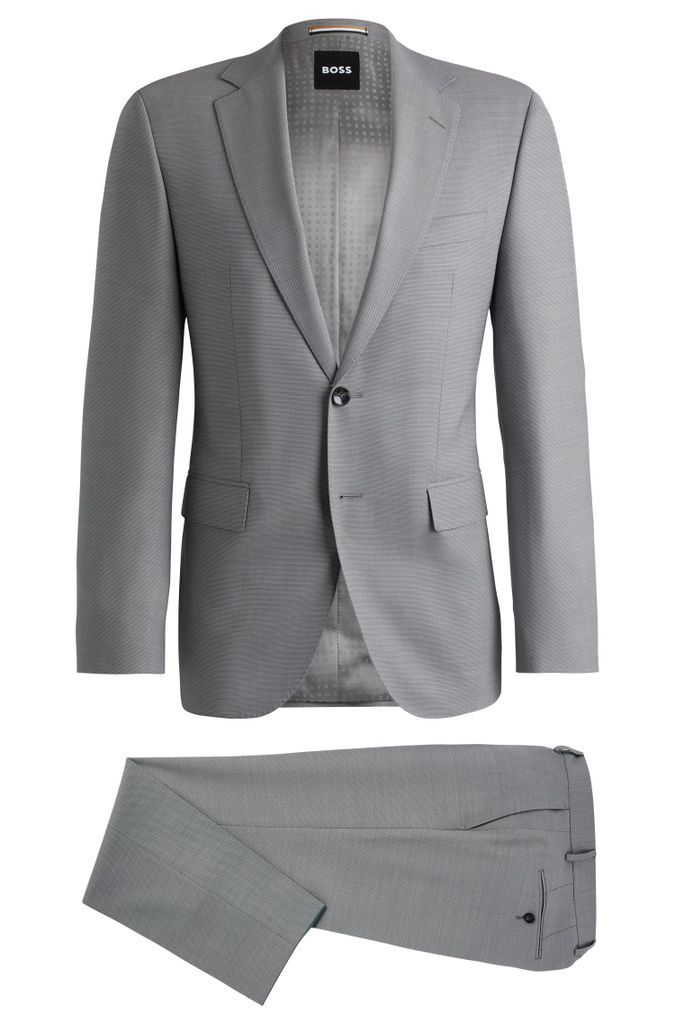 Regular-fit suit in micro-patterned stretch fabric