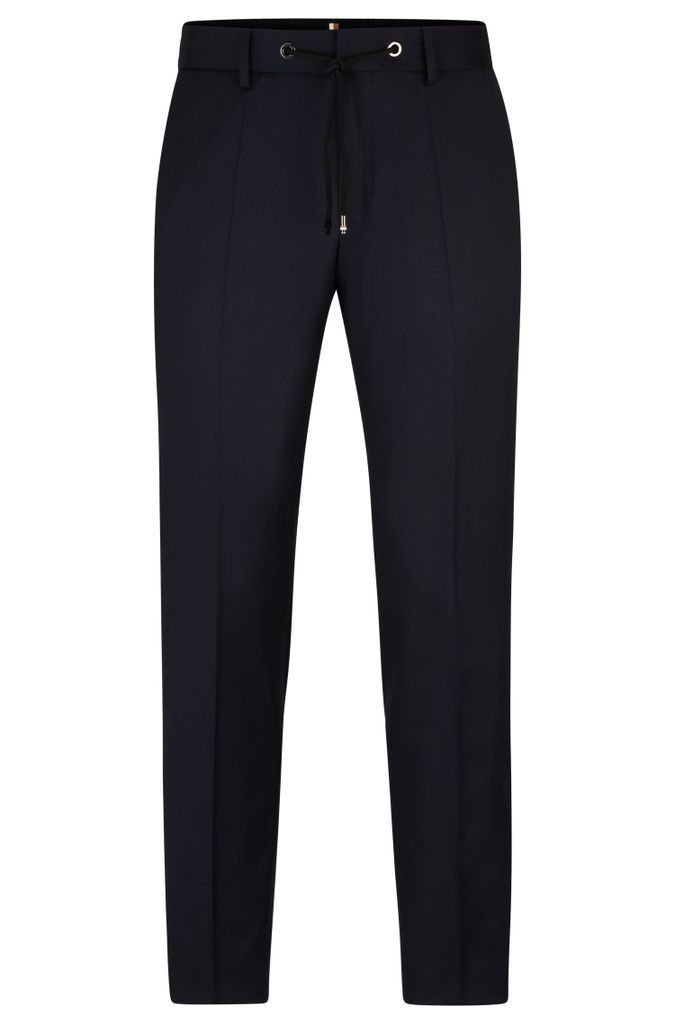 Slim-fit trousers in virgin wool with drawstring waist