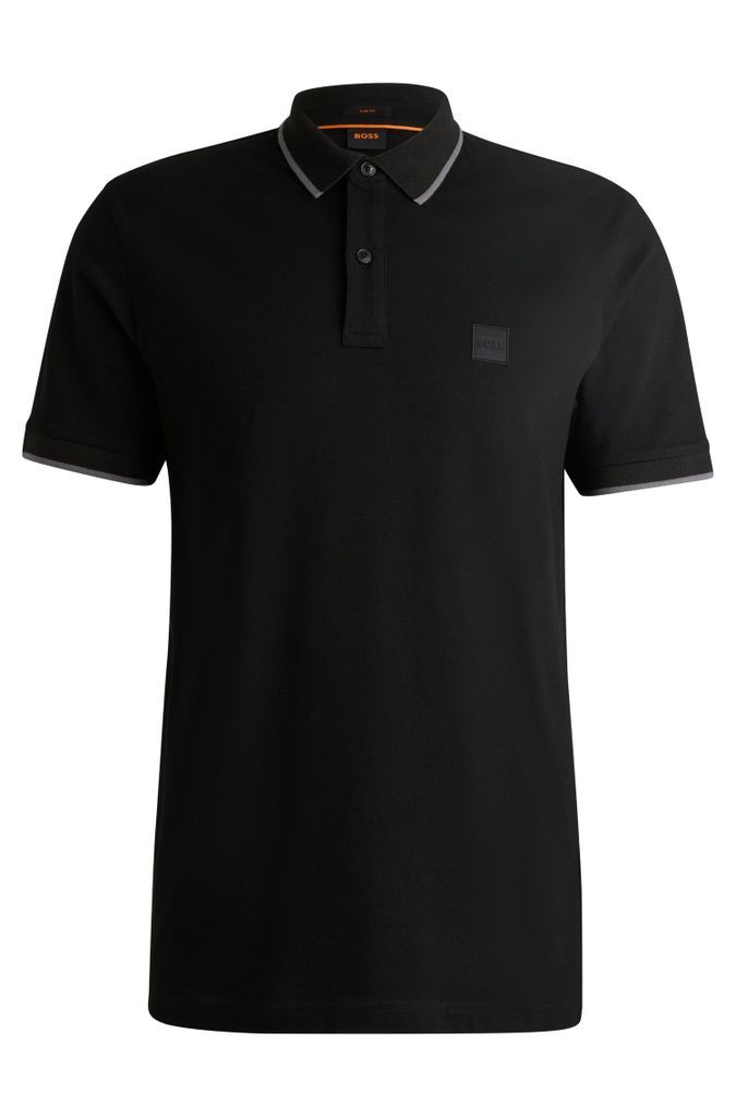 Slim-fit polo shirt in washed stretch-cotton piqué