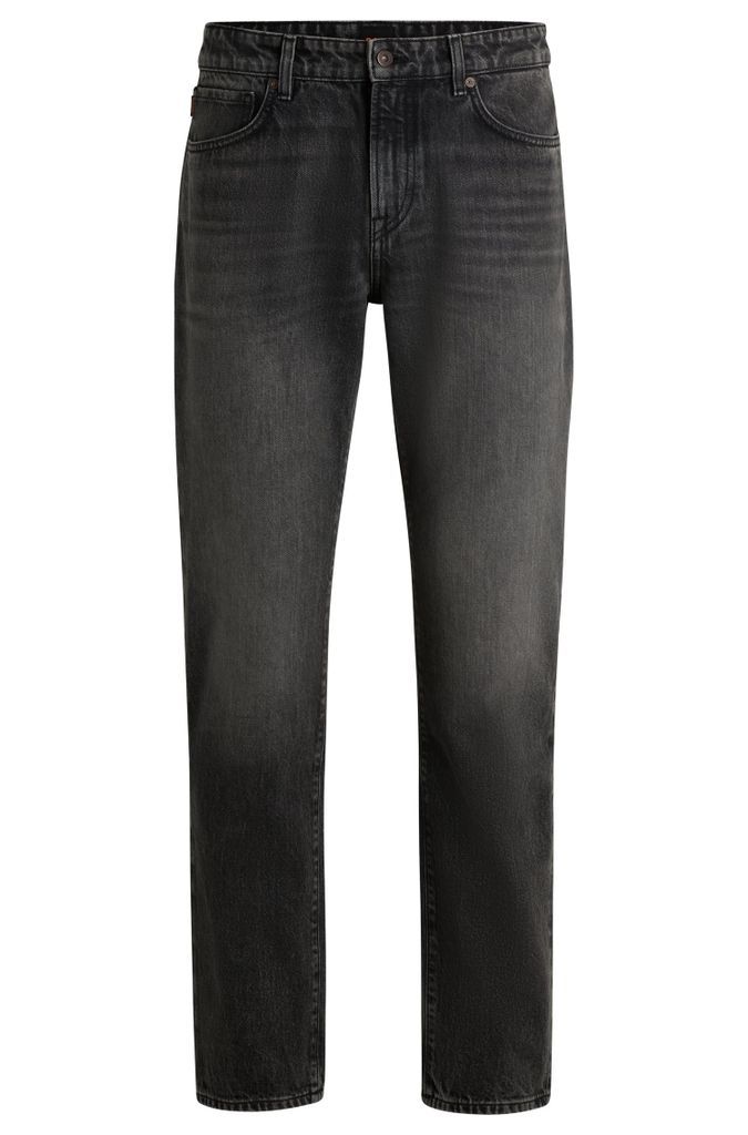 Regular-fit jeans in black rigid denim