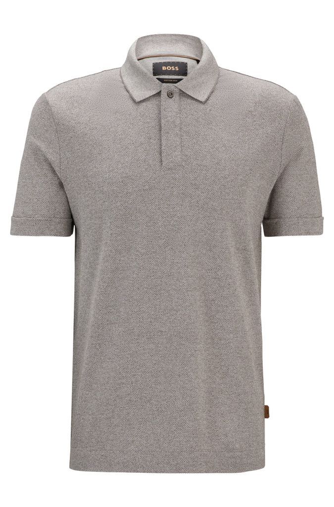 Regular-fit polo shirt in mouliné cotton and silk