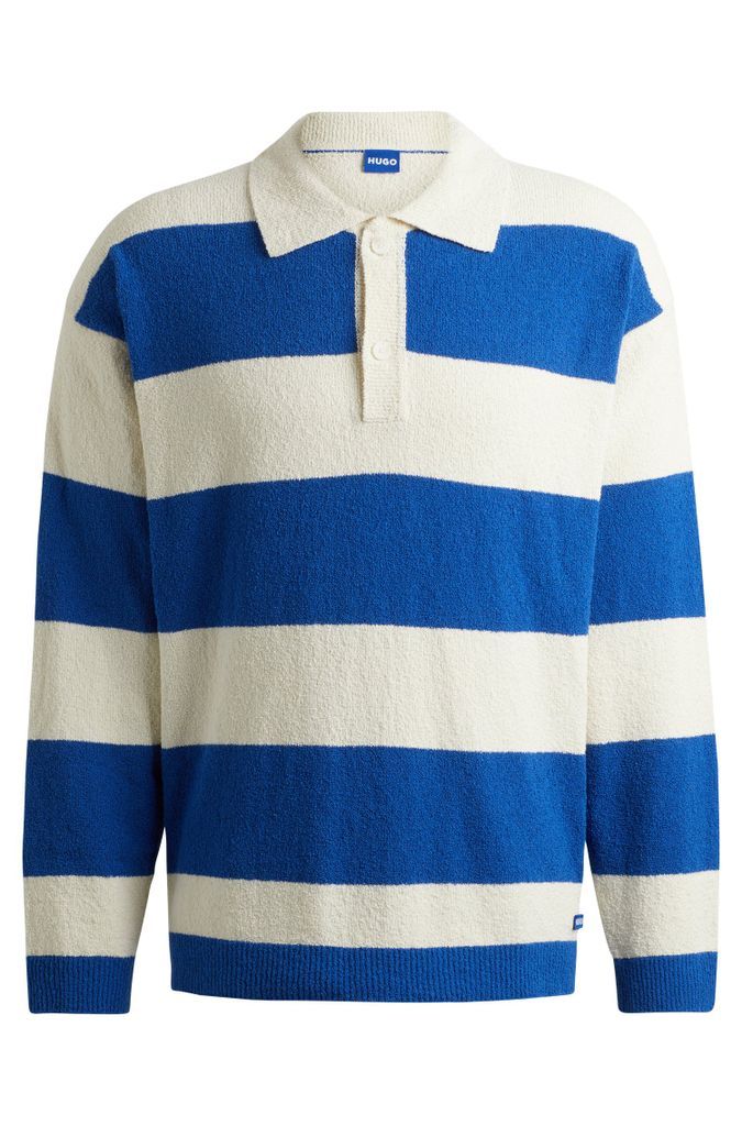 Rugby-style sweater in cotton-blend bouclé