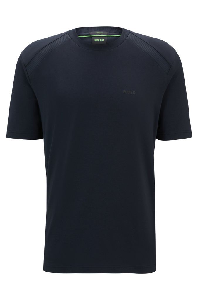 Stretch-cotton T-shirt with crew neckline and logo detail