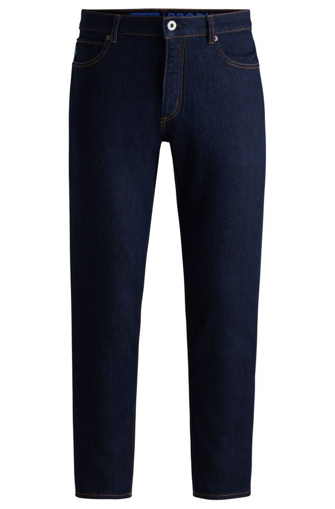 Tapered-fit jeans in dark-blue stretch denim