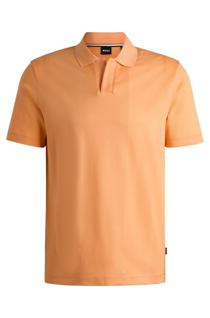 Johnny-collar polo shirt in mixed-structure cotton