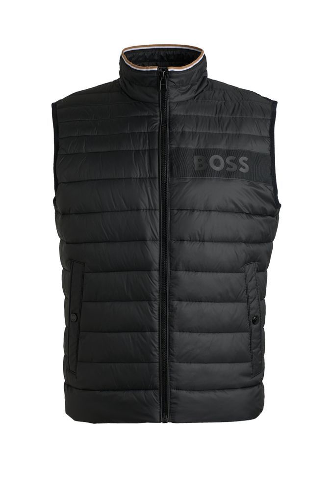 Water-repellent gilet with 3D-logo tape