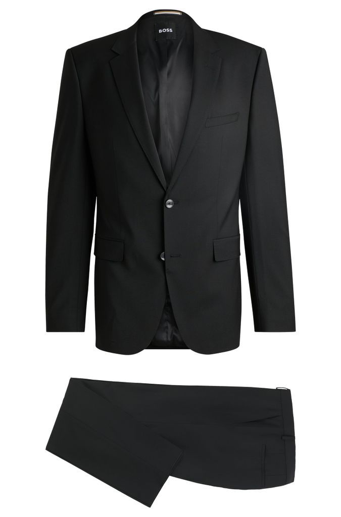 Regular-fit suit in a melange virgin-wool blend