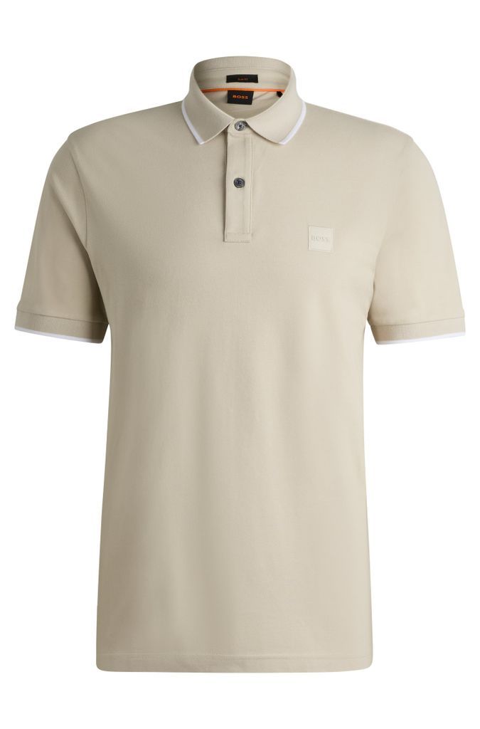 Slim-fit polo shirt in washed stretch-cotton piqué