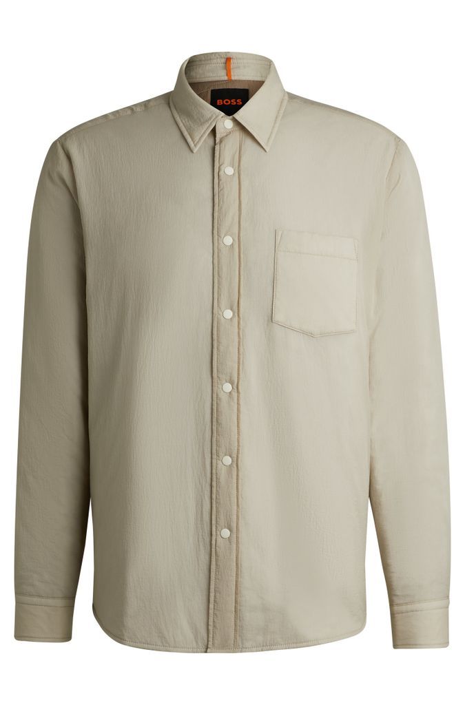 Relaxed-fit overshirt with inner quilting and point collar