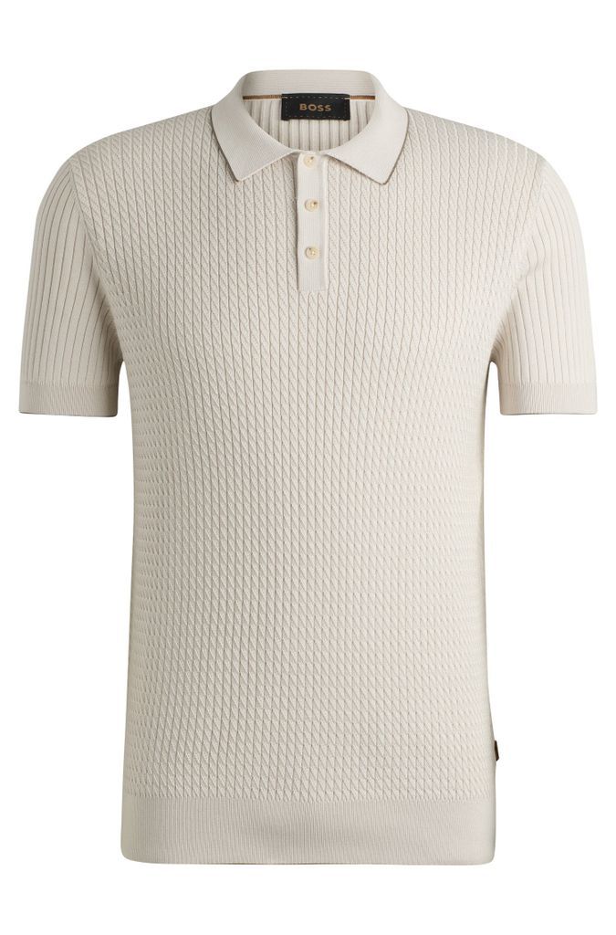 Mixed-knit polo sweater in silk and cotton