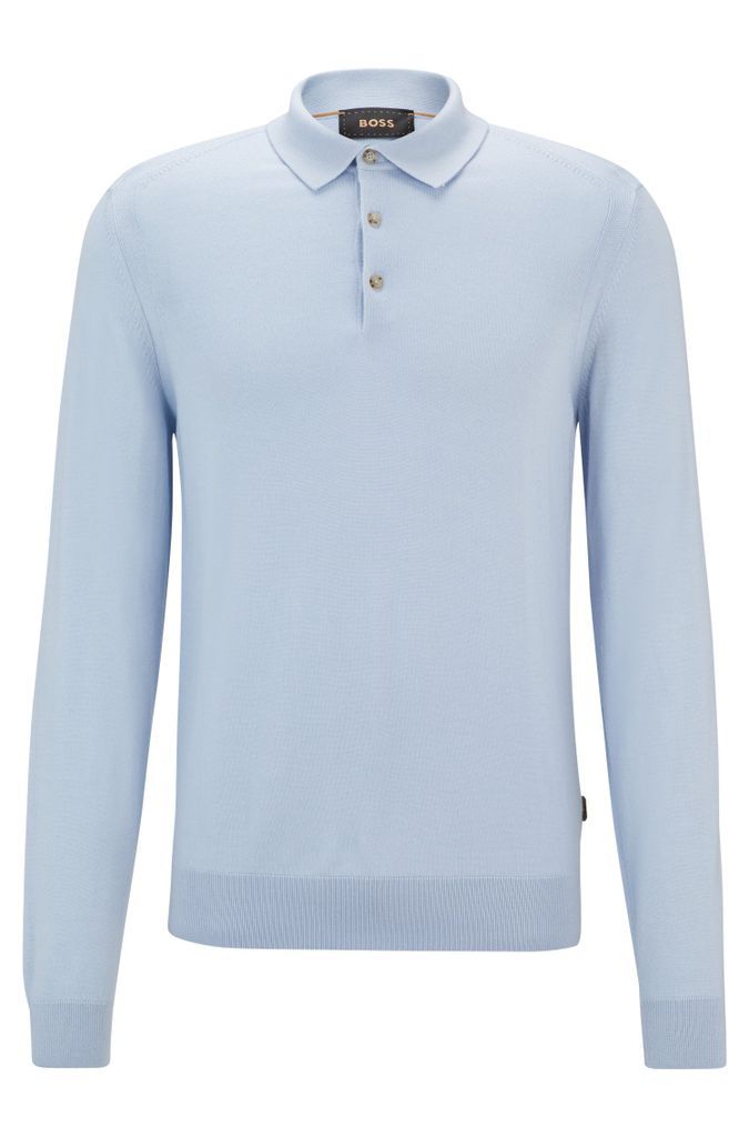 Regular-fit polo sweater in wool, silk and cashmere