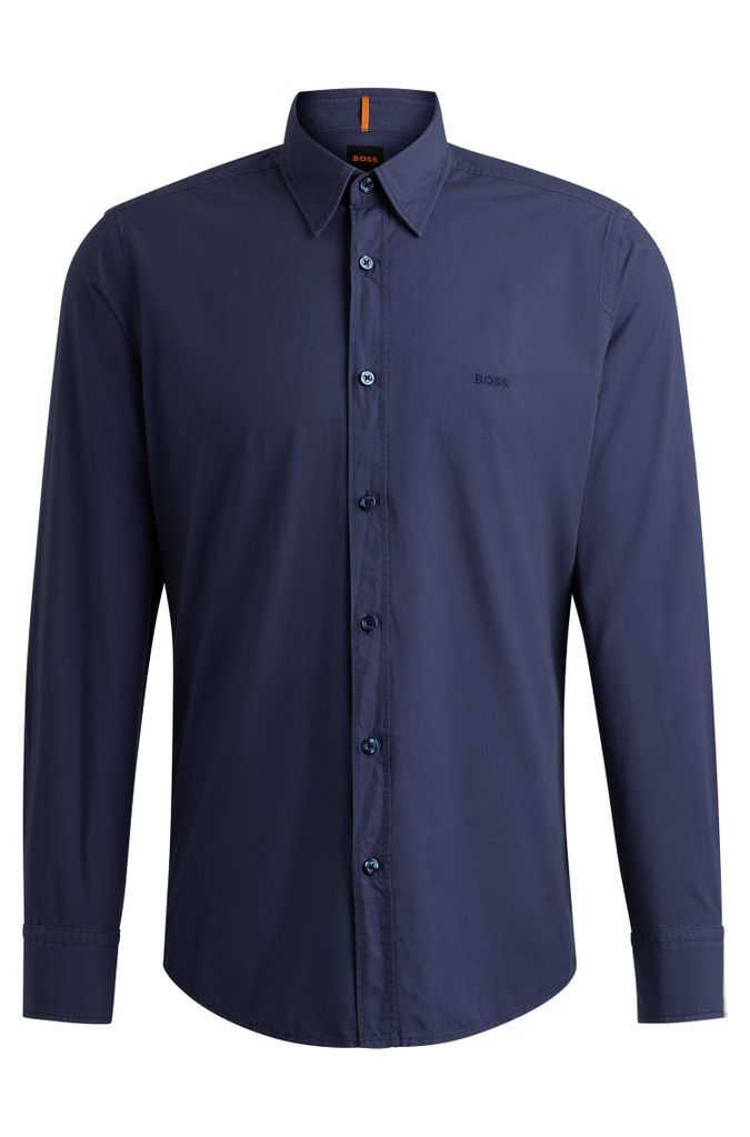 Regular-fit shirt in cotton poplin with Kent collar