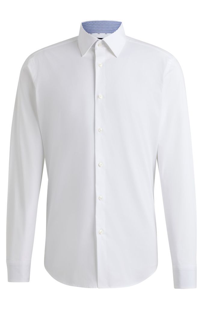 Regular-fit shirt in easy-iron stretch-cotton poplin
