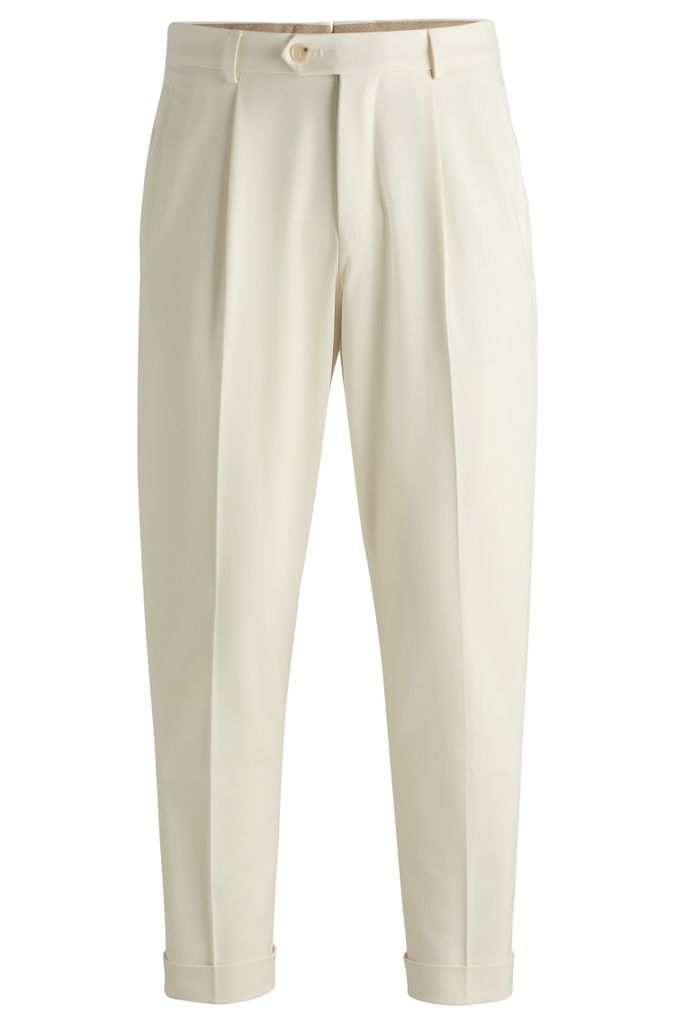 Relaxed-fit trousers in cotton, virgin wool and stretch