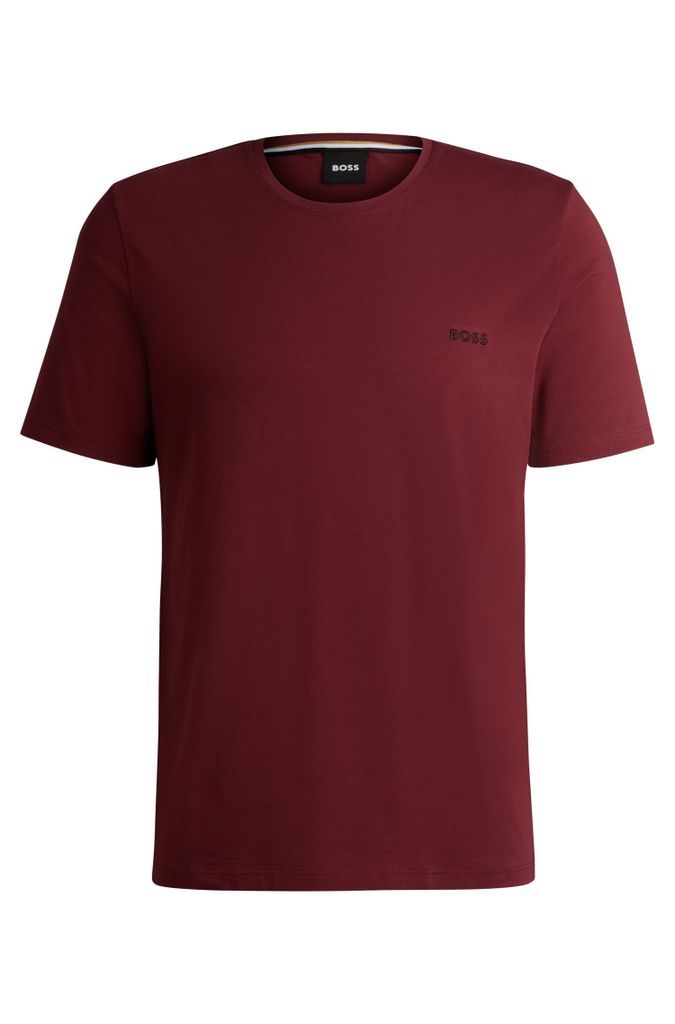 Stretch-cotton T-shirt with embroidered logo