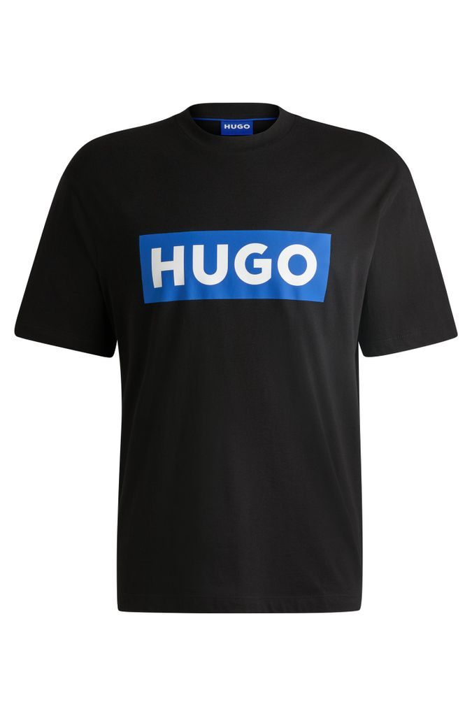 Cotton-jersey T-shirt with blue logo