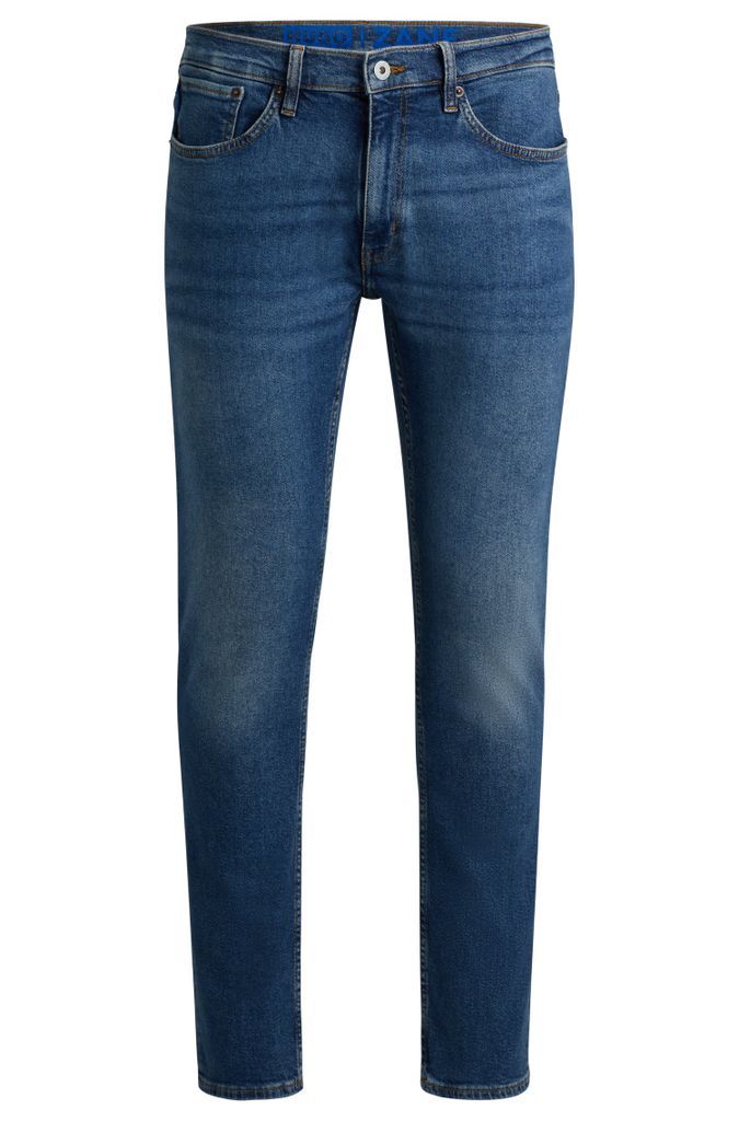 Extra-slim-fit jeans in navy stonewashed stretch denim