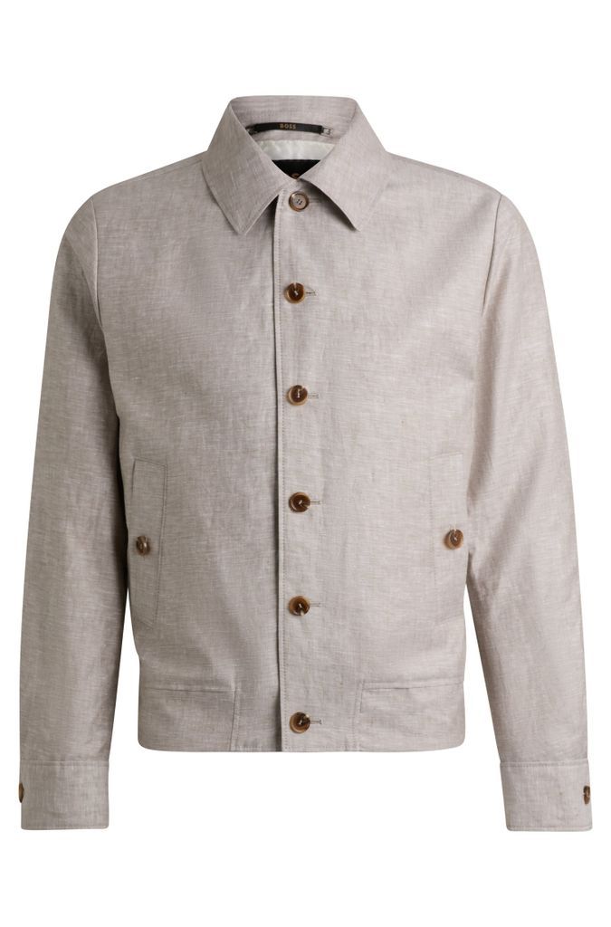 Slim-fit jacket in herringbone linen and silk